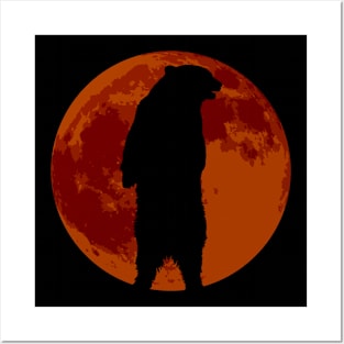 Full Moon Grizzly - Grizzly Bear Halloween Posters and Art